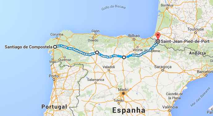 mapa caminho de santiago - Compostelana e Fisterrana